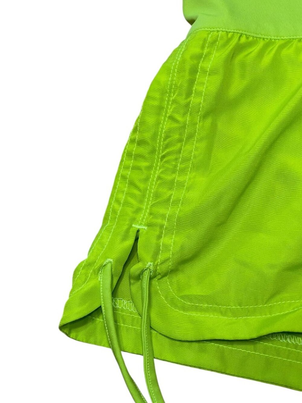 Women High-Waisted Neon Green Actiwear Short With Adjustable Side Ties Sz L - Picture 5 of 9